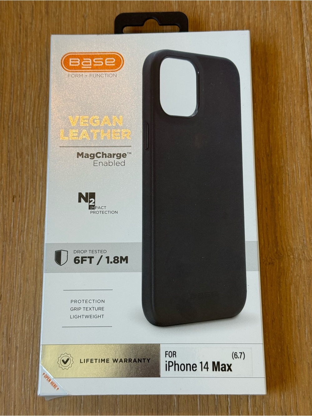 New Base Vegan Leather MagCharge Case for iPhone 14 Max Case Black Case